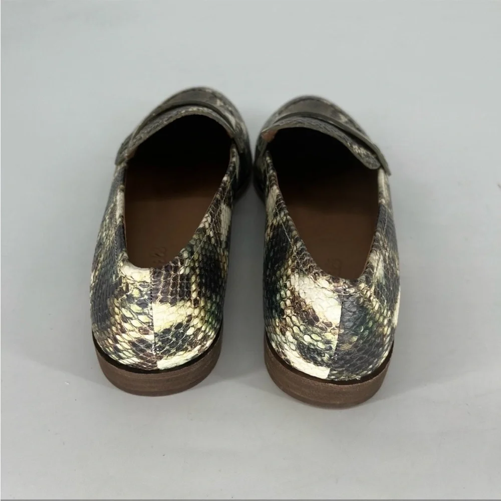MADEWELL NEW THE ALEX LOAFERS SNAKE EMBOSSED LEATHER DEEP WOODLAND MULTI SNAKE - Picture 7 of 10